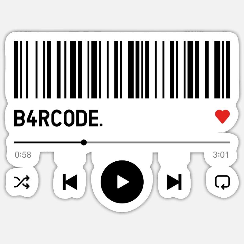 B4RCODE. Song black - Sticker size S (10 x 10 cm) - white matte