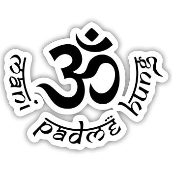 OM Mani Padme Hung - Sticker Größe S (10 x 10 cm) - Mattweiß - Vorne
