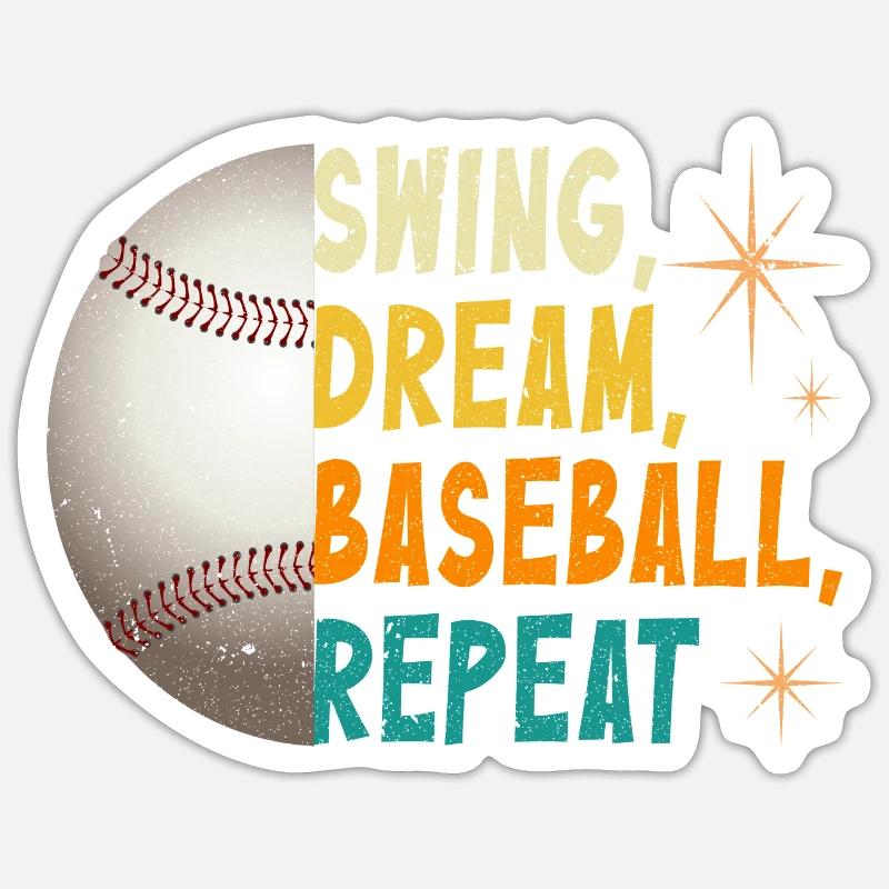 Swing Dream Baseball Repeat - Sticker size S (10 x 10 cm) - white matte