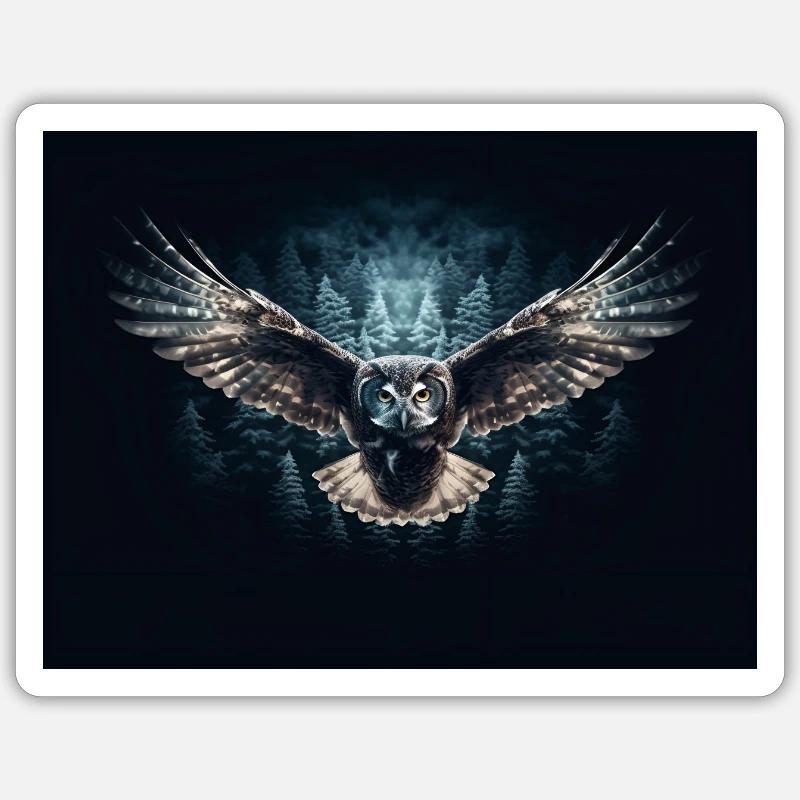 Fliegende Eule - Sticker Größe S (10 x 10 cm) - Mattweiß