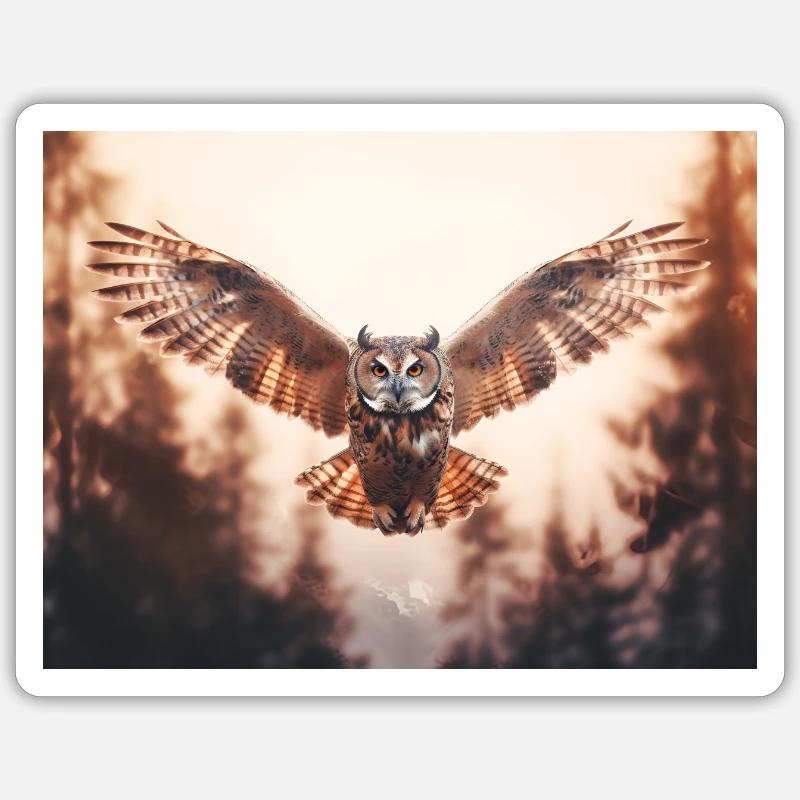 Fliegende Eule Sticker Größe S (10 x 10 cm)