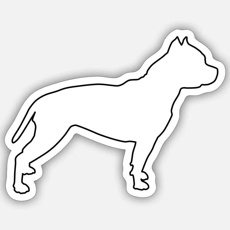 Contours de Pitbull 1 - Sticker taille S (10 x 10 cm) - blanc mat