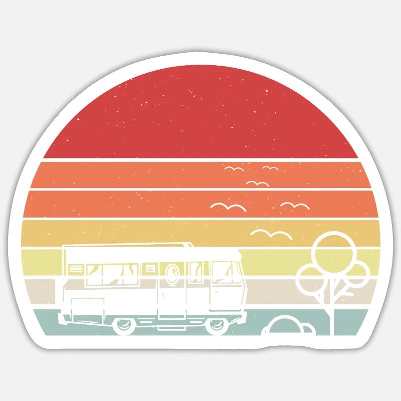 Wohnmobil Camping Trekking Retro Geschenk - Sticker Größe S (10 x 10 cm) - Mattweiß