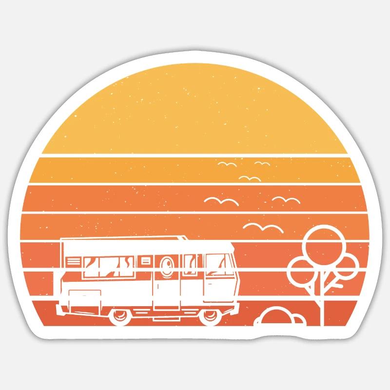Wohnmobil Camping Trekking Retro Geschenkidee - Sticker Größe S (10 x 10 cm) - Mattweiß