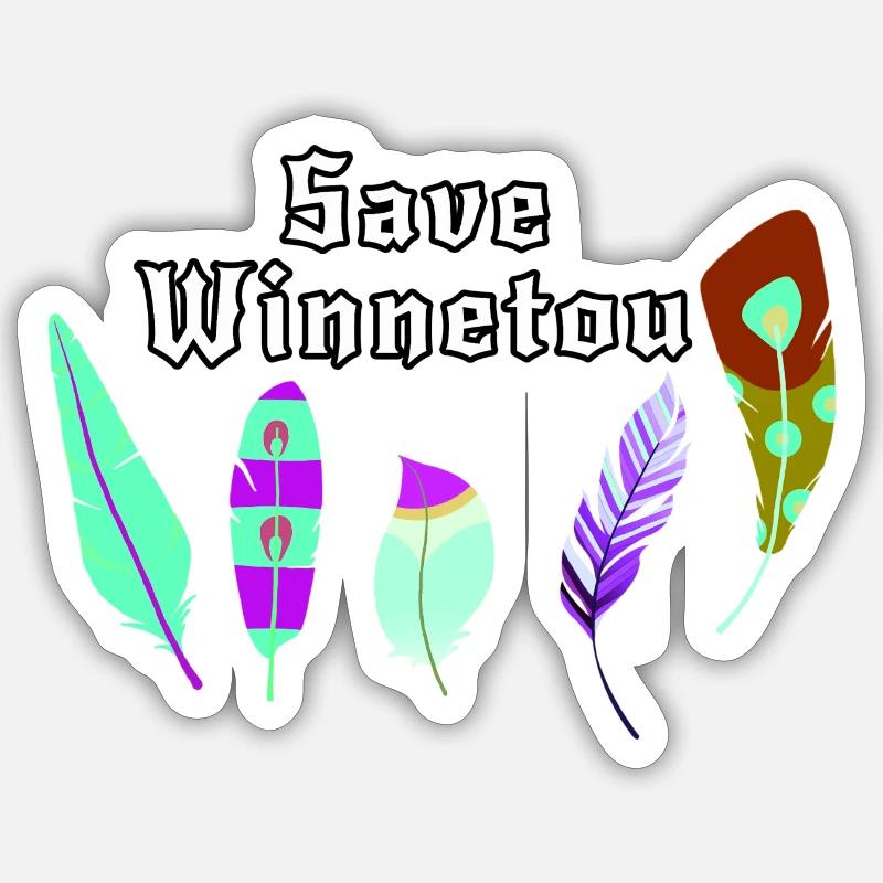 Save Winnetou,Winnetou,Federn,Illustration - Sticker size S (10 x 10 cm) - white matte