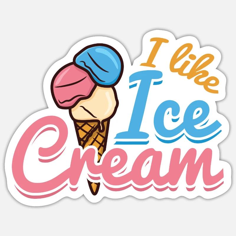 Amour de la crème glacée - Sticker taille S (10 x 10 cm) - blanc mat