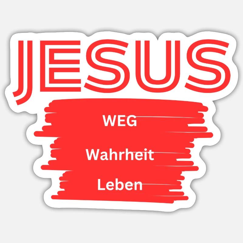 Jésus WWL rouge - Sticker taille S (10 x 10 cm) - blanc mat