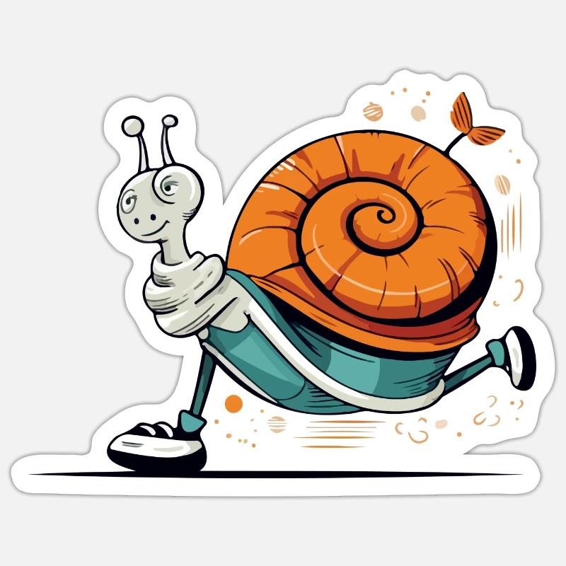 Kokou l'escargot coureur - Sticker taille S (10 x 10 cm) - blanc mat
