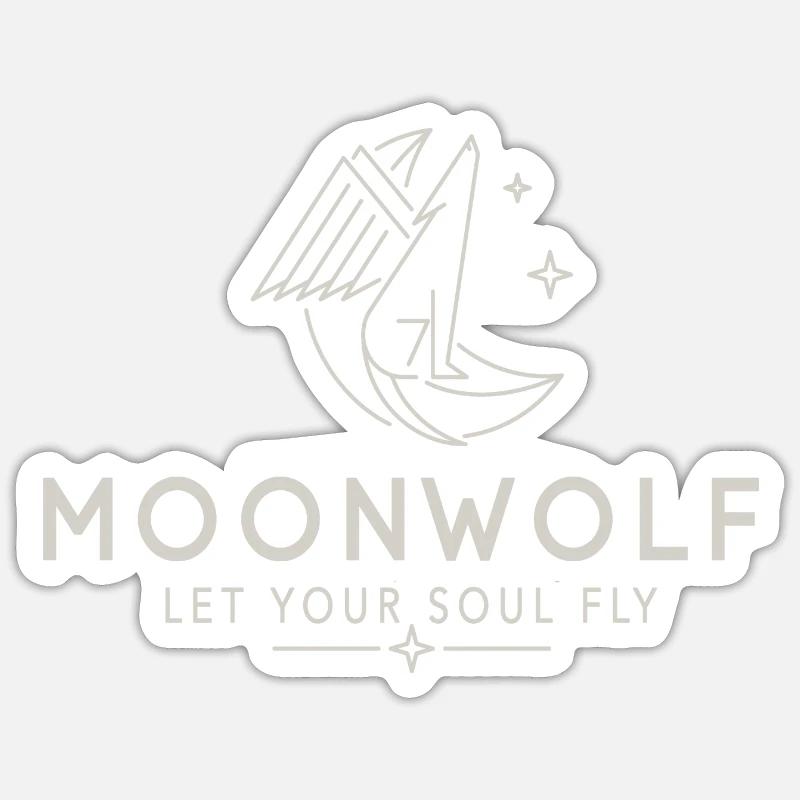 Loup de Lune - Sticker taille S (10 x 10 cm) - blanc mat