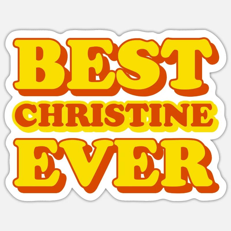 Christine First Name Funny Gift - Sticker size S (10 x 10 cm) - white matte