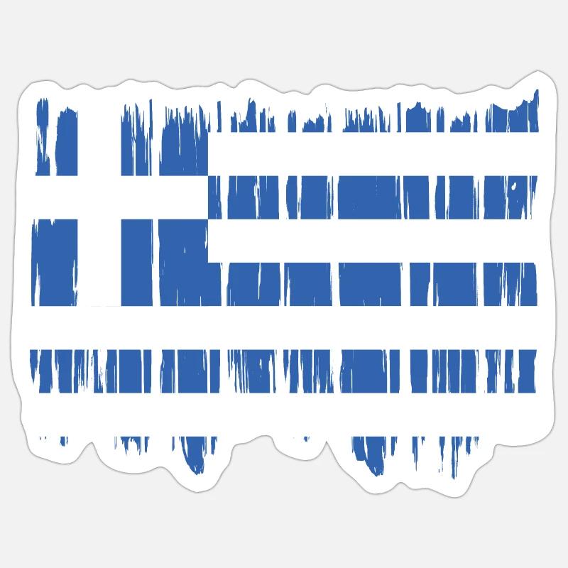 Drapeau de la Grèce Hellas Athènes Drapeau grec Sticker taille S (10 x 10 cm)