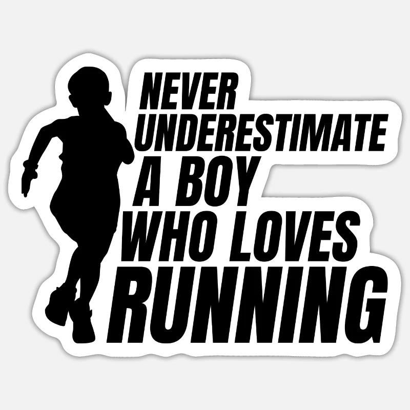 Running boy - Sticker size S (10 x 10 cm) - white matte