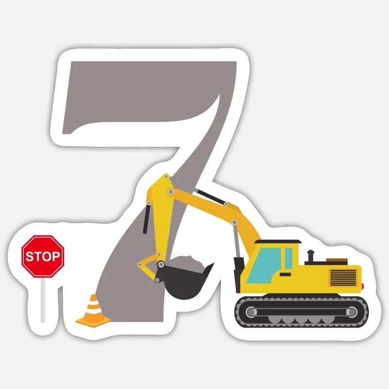 7th anniversary excavator - Sticker size S (10 x 10 cm) - white matte