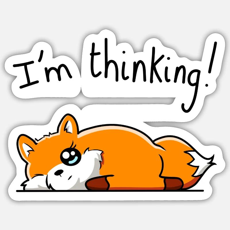 I'm thinking ( Renard ) - Sticker taille S (10 x 10 cm) - blanc mat