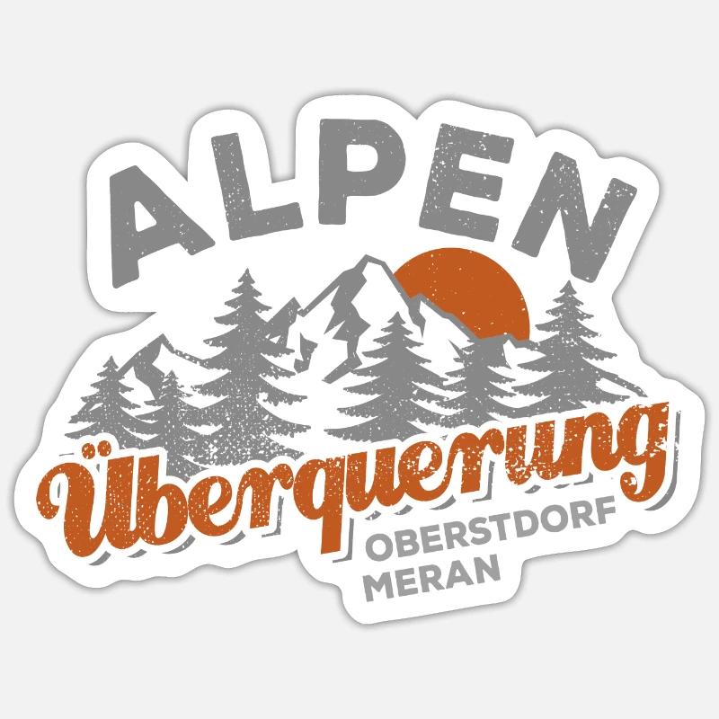 Alpenüberquerung Oberstdorf Meran Wandern Sticker Größe S (10 x 10 cm)