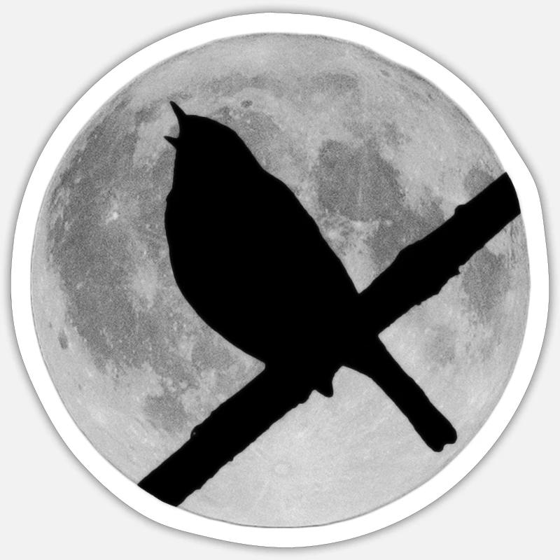 Moon bird - Sticker taille S (10 x 10 cm) - blanc mat