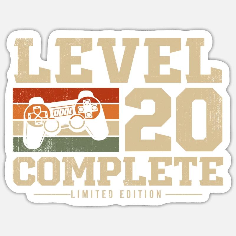 20. Geburtstag Geschenk Level 20 Complete - Sticker Größe S (10 x 10 cm) - Mattweiß