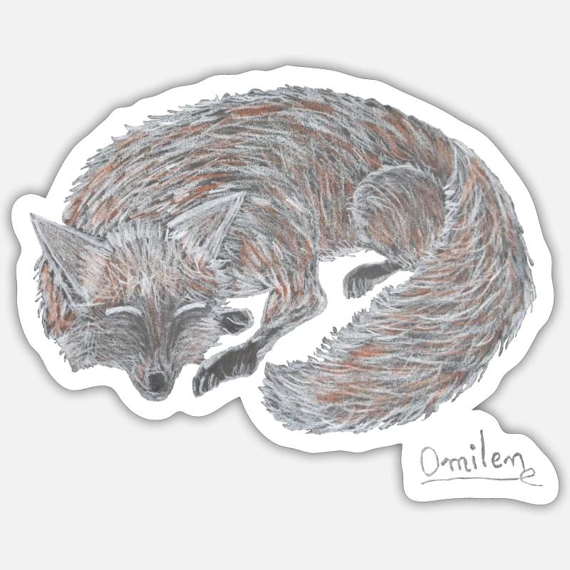 Der Fuchs schläft - Sticker Größe S (10 x 10 cm) - Mattweiß