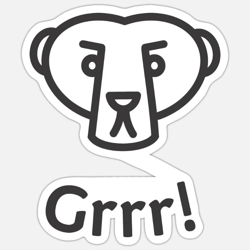 GRRR! ROARS THE BEAR - Sticker size S (10 x 10 cm) - white matte