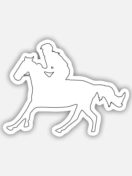Pferd Galopp Reiter Oneline Minimalistisch - Sticker Größe S (10 x 10 cm) - Mattweiß