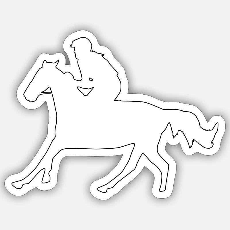 Cavalier de galop de cheval Oneline Minimaliste Sticker taille S (10 x 10 cm)