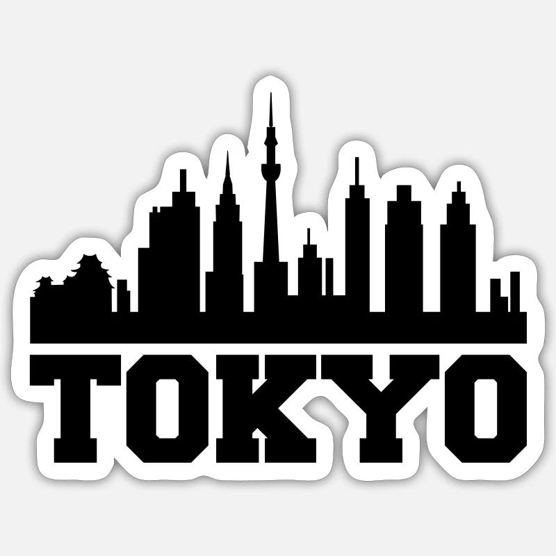 tokyo skyline - Sticker Größe S (10 x 10 cm) - Mattweiß