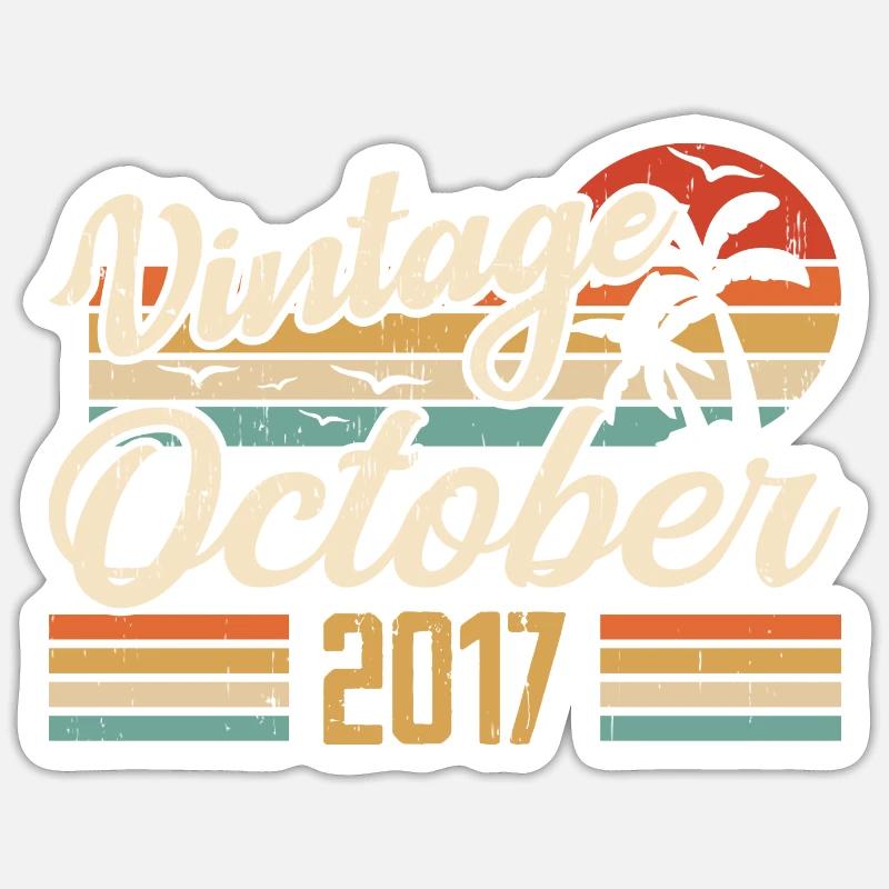 Octobre 2017 Cadeau Anniversaire - 2017 - Sticker taille S (10 x 10 cm) - blanc mat