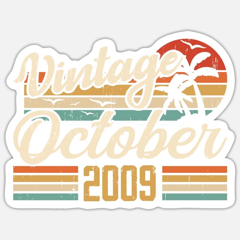 Oktober 2009 Geburtstagsgeschenk - 2009 - Sticker Größe S (10 x 10 cm) - Mattweiß
