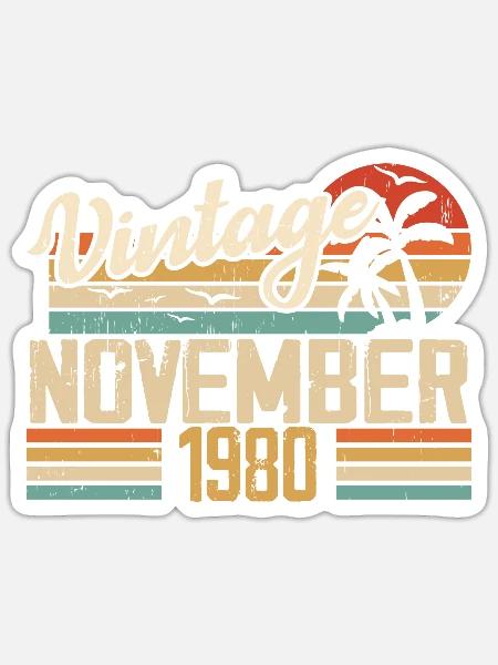 Legendär seit November 1980 - Jahrgang 1980 - Sticker Größe S (10 x 10 cm) - Mattweiß