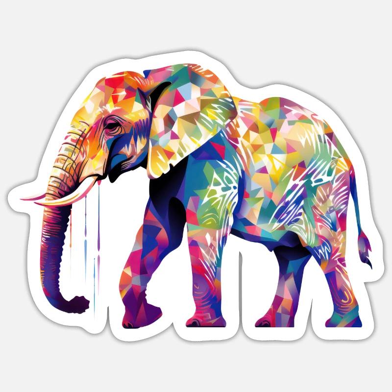 elefant bunt - Sticker Größe S (10 x 10 cm) - Mattweiß