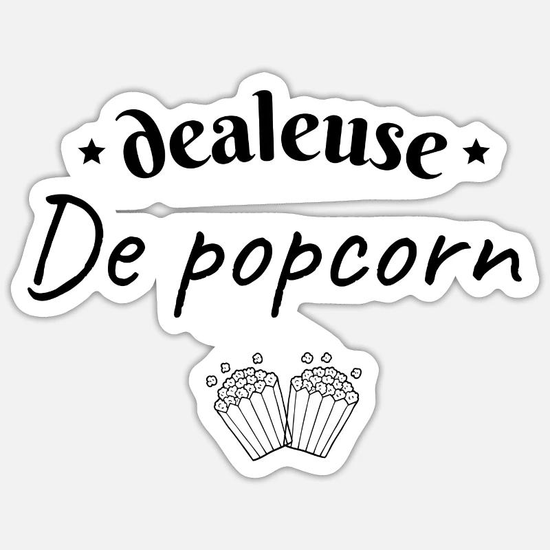 Dealeuse de popcorn - Sticker taille S (10 x 10 cm) - blanc mat