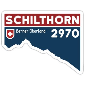 Randonnée au Schilthorn, Ski, Oberland bernois, Suisse - Sticker taille S (10 x 10 cm) - blanc mat - Devant