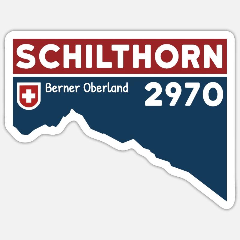 Schilthorn Wanderung Ski Berner Oberland Schweiz - Sticker Größe S (10 x 10 cm) - Mattweiß
