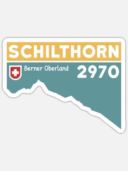Schilthorn Wanderung Wandern Ski Berner Oberland - Sticker Größe S (10 x 10 cm) - Mattweiß