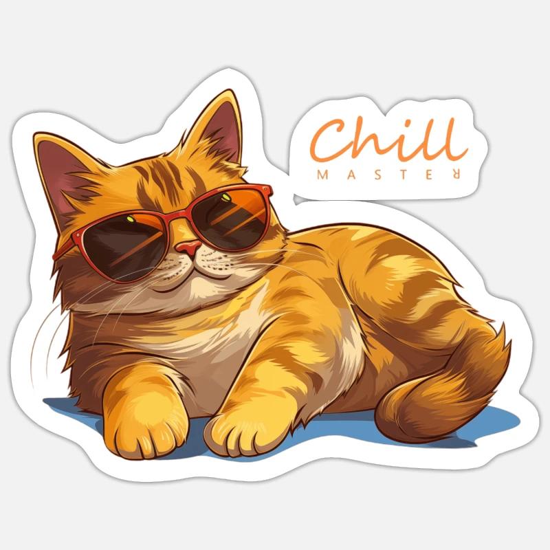 Chill Master Cat - Sticker size S (10 x 10 cm) - white matte