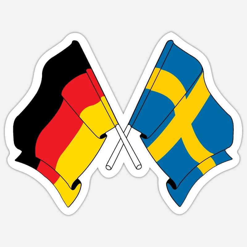 Drapeau de l’Allemagne et drapeau de la Suède Sticker taille S (10 x 10 cm)