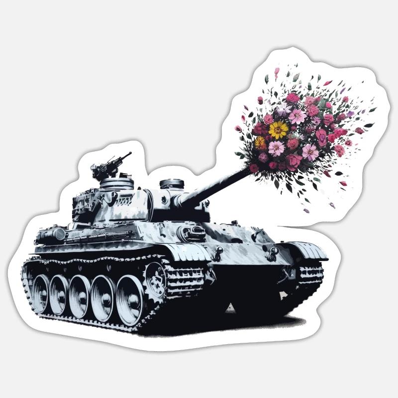 Panzer Bouquet - Sticker taille S (10 x 10 cm) - blanc mat