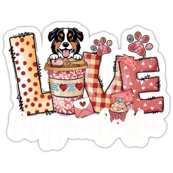 Australian Shephard Dog Coffee Lover Valentines Da - Sticker size S (10 x 10 cm) - white matte - Front