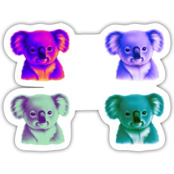 Koala bunt Geschenkidee Koalas Pop Art Pop-Art - Sticker Größe S (10 x 10 cm) - Mattweiß - Vorne