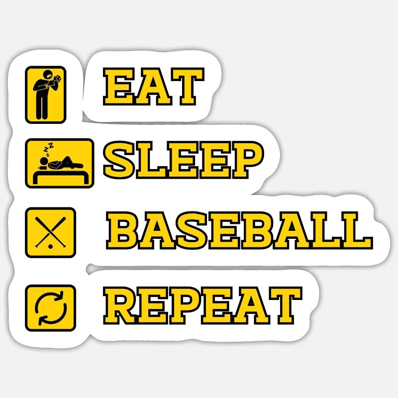 EAT SLEEP BASEBALL REPEAT - Sticker size S (10 x 10 cm) - white matte