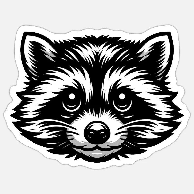 Waschbär - Sticker Größe S (10 x 10 cm) - Mattweiß