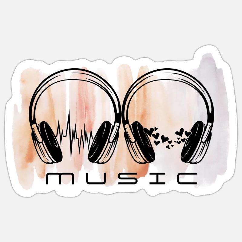 Frequenzen der Liebe. Kopfhörer. Sticker Größe S (10 x 10 cm)