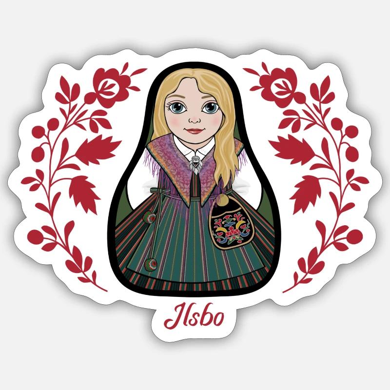 Ilsbostinta avec des fleurs. Sticker taille S (10 x 10 cm)