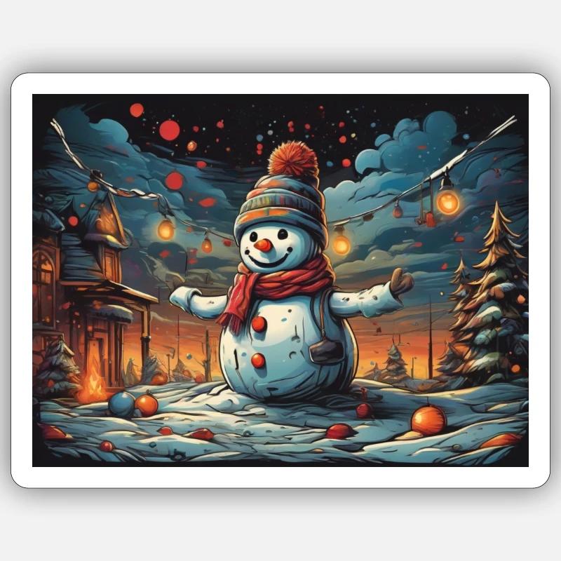 Weihnachtsschneemann - Sticker Größe S (10 x 10 cm) - Mattweiß