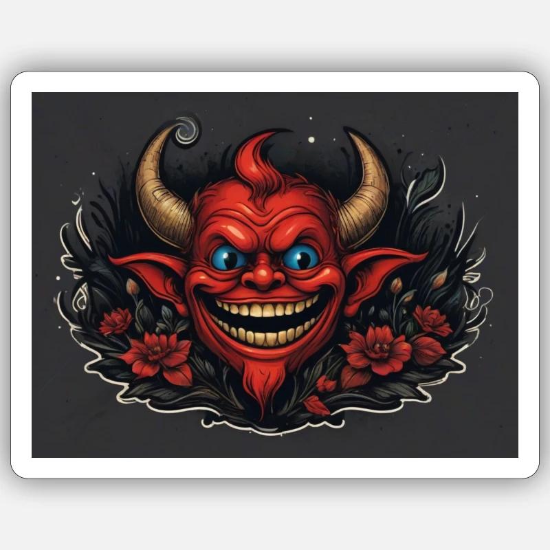 Red Devil - Sticker size S (10 x 10 cm) - white matte