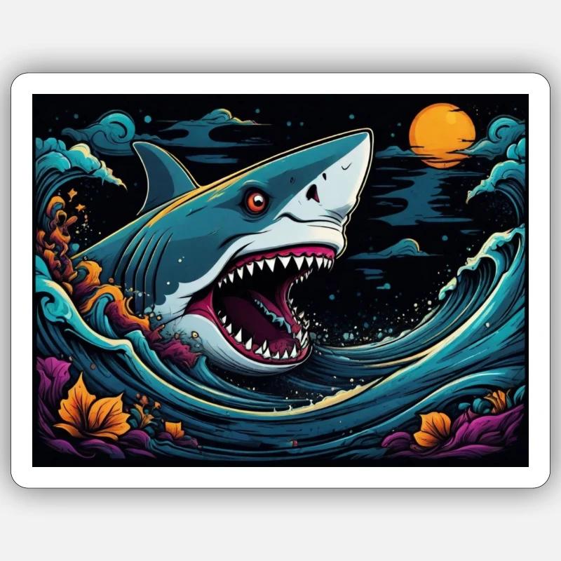 REQUIN - Sticker taille S (10 x 10 cm) - blanc mat