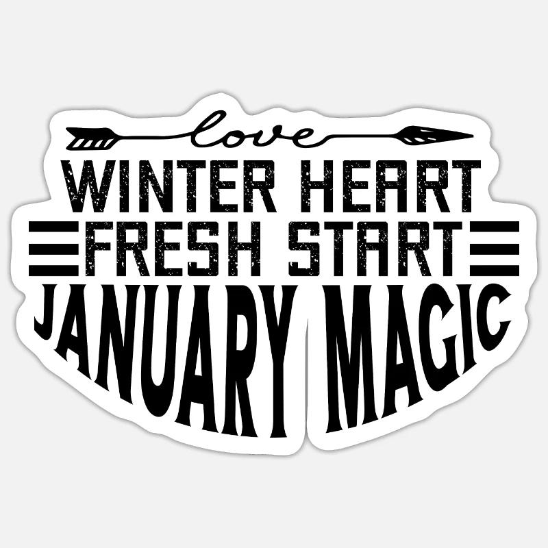 winter heart fresh start january magic - Sticker taille S (10 x 10 cm) - blanc mat