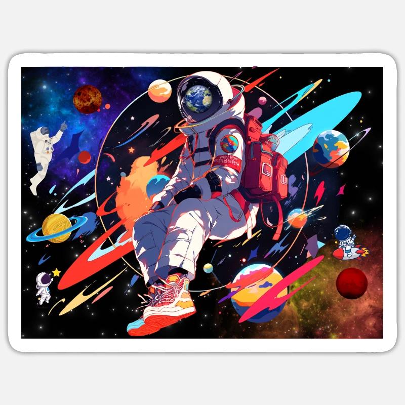 L’astronaute et l’espace Sticker taille S (10 x 10 cm)