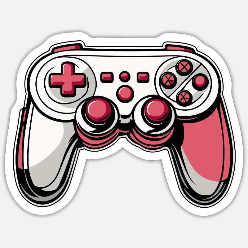 Controller Pink Red Illustration - Sticker size S (10 x 10 cm) - white matte