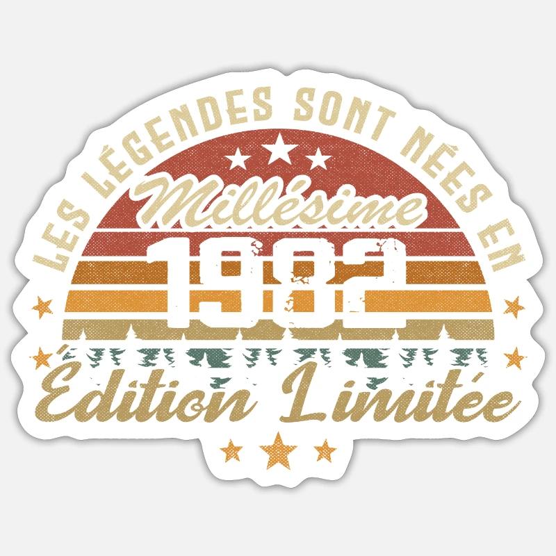 Millésime 1982 Cadeau 42e Anniversaire 42 ans - Sticker taille S (10 x 10 cm) - blanc mat